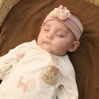 巴厘小猪 婴儿百天国风新年囟门帽纯棉发带