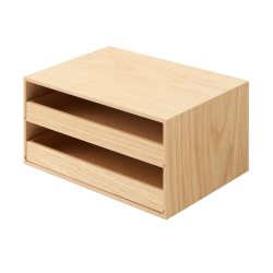 无印良品 木制托盘收纳2层抽屉 约宽25.2x深17x高12.6厘米 44310229