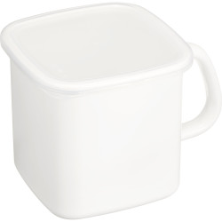 Noda Horo 食品储存容器 珐琅材质带手柄 方形密封盖 1.2L大容量 白色 厨房冰箱收纳盒