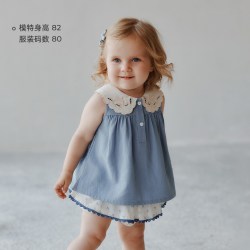 OAK FAMILY 儿童无袖上衣天丝亚麻女童宝宝娃娃领A字小衫