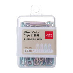 齐心 EB308 莫兰迪彩色金属回形针 29mm 2盒装