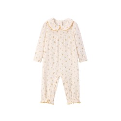 milkbarn 2026秋冬新品婴儿长袖连体服纯棉宝宝娃娃领可爱碎花哈衣