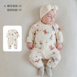 aqpa 爱帕新生儿婴儿衣服和式连体衣纯棉春秋新款宝宝衣服哈衣外出