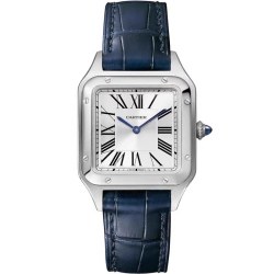 Cartier 中古99新卡地亚山度士银盘男女款情侣手表全套送女友礼物