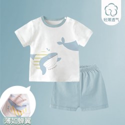 童恋初心 宝宝套装男童短袖短裤婴儿夏装儿童衣服纯棉T恤童装潮洋气两件套