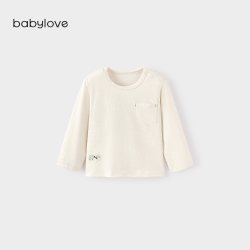 Babylove 宝宝t恤春秋季竹节棉长袖打底衫婴幼儿简约百搭外出上衣