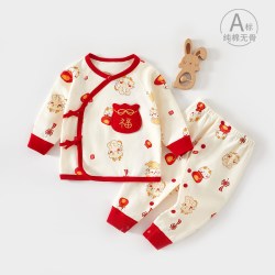 小聪熊 新生婴儿衣服春秋纯棉套装婴幼儿宝宝秋装分体满月服初生52码a类9
