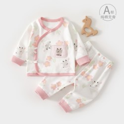 小聪熊 新生婴儿衣服分体套装秋冬季0到3个月初生女宝宝秋装纯棉59码a类2