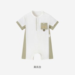 英氏 婴儿衣服夏季男女童短袖宝宝速干连体衣