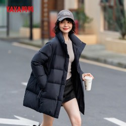 鸭鸭羽绒服 鸭鸭2026冬新款羽绒服女士小个子中长款立领百搭加厚保暖外套