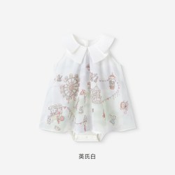 英氏 女宝宝连体衣夏季新款短袖哈衣婴儿爬服外出服