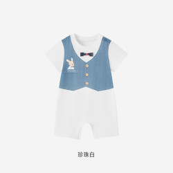 英氏 婴儿衣服夏季新款宝宝短袖纯棉连体衣男童