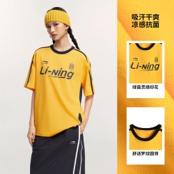 李宁 短袖T恤情侣款2024新款LOGO印花简约棉质圆领套头上衣AHSU657