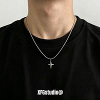 半日逅屿 高级感芒星项链男女极简冷淡风简约百搭小众设计锁骨链配饰不掉色 芒星十字架项链】