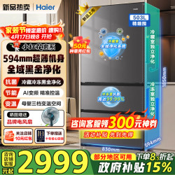 海尔 小红花冰箱503升双净化系统双循环法式多门超薄家用双变频