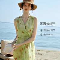 OLRAIN 2026夏季新款法式度假风碎花收腰显瘦气质无袖连衣裙女长裙 花色 L