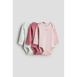 H&M HM童装婴儿新生儿连体衣3件装2026秋季新款可爱棉质哈衣1349621