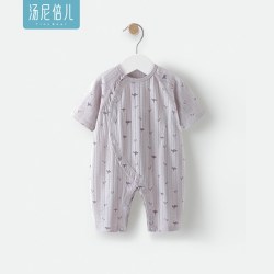 汤尼倍儿 新生儿七分袖哈衣爬服女宝宝纯棉连体衣婴儿夏季薄空调服