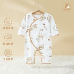 婴儿连体衣春秋纯棉无骨哈衣爬爬服满月男女宝宝和尚服新生儿衣服