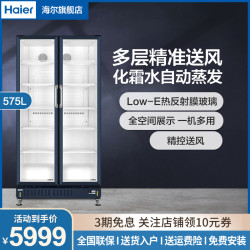 海尔 双开门商用展示柜SC-650立式透明门冷藏柜饮料冷藏柜酒水冷藏柜保鲜柜风