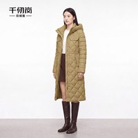 千仞岗 真五折！90白鸭绒172g高充绒高蓬松度高清洁度羽绒服女士中长款连帽外套