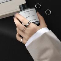 半日逅屿 镀925女ins韩版学生简约冷淡风网红潮个性开口食指环 双层竹节戒指 开口可调节