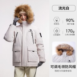 骆驼 女装派克羽绒服中长款2025冬季保暖加厚毛领工装羽绒外套男