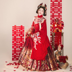 汉尚华莲 [银花灯愿]原创红色织金马面裙明制婚服新年过年汉服女
