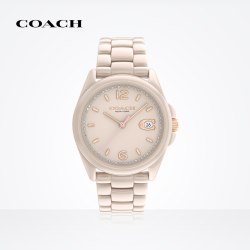 COACH GREYSON系列陶瓷表带彩色时针日历窗手表