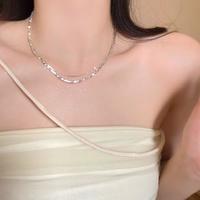 半日逅屿 碎银子极细项链轻奢小众设计双层细闪叠戴锁骨链女高级感颈链配饰 X1202银