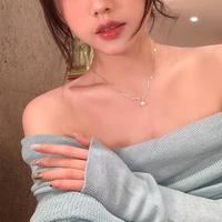 半日逅屿 气质闪锆波浪珍珠吊坠锁骨链高级感轻奢小众项链女颈链轻奢配饰品 X1713银