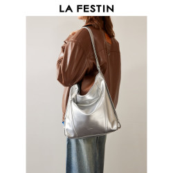 La Festin 女士双肩包电脑包 极光银