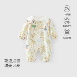 彩婴房 婴儿衣服春秋季纯棉新生儿连体衣女宝宝哈衣爬服睡衣小月龄早秋装