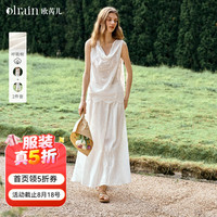 OLRAIN 白色刺绣荡领小衫女装夏季新款镂空半身裙两件套装 白色 L