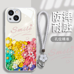 汇客凡品 适用于苹果华为VIVOOPPO小米黏土花花金属钢化玻璃壳防摔手机壳女