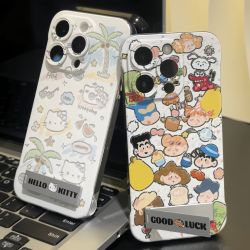 凯蒂猫于小新合集支架适用苹果15手机壳iphone13/14无边框11/12硬