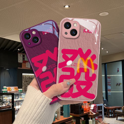 汇客凡品 发字苹果13/14/15全包手机壳vivo/oppo华为mate60pro简约玻璃壳女