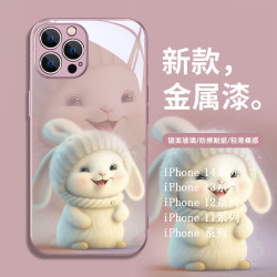 可爱萌兔适用苹果14卡通手机壳iPhone13少女12promax高级感11mini