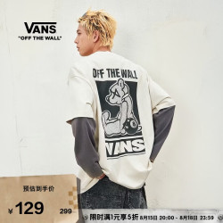 VANS 官方 男女情侣纯棉短袖T恤小熊印花 燕麦