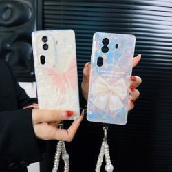 适用opporeno11手机壳新款reno11pro套白蝴蝶结小众贝壳纹女蝴蝶p