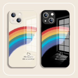 彩虹笑脸情侣手机壳适用于苹果13/14pro/12/11iphone简约15promax