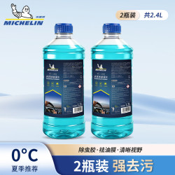 米其林 汽车玻璃水雨刷精雨刮水水清洁剂挡风清洗液夏季四季通用去油膜 0℃ 1.2L * 2瓶