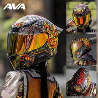 AVA 红箭摩托车头盔夏季大尾翼全盔男女骑行机车透气高清联名塞纳耳机 火麒麟(赠镜片+出行大礼包) XXL（63cm-64cm）