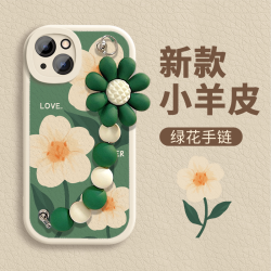 白色太阳花羊皮防摔全包硅胶手机壳
