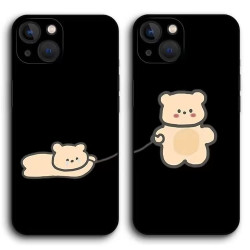 可爱小熊苹果13手机壳情侣iPhone15全包12全包11小众华为小米OPPO