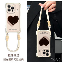 适用于苹果16华为OPPO小米VIVO高级感时尚四角挂绳手机壳YA0003