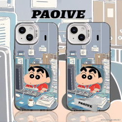 蜡笔小新上班适用创意小众苹果16华为一加op小米手机防摔壳Paoive