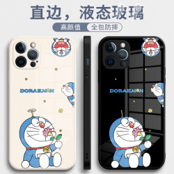 卡通蓝胖子液态玻璃手机壳适用于苹果12pro/华为/小米/oppo/vivo