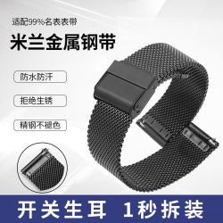 表带适用华为GT4米兰尼斯表带GT3pro双按卡扣式watch4pro钢网编织