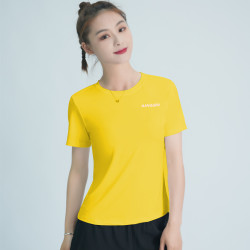 冰丝弹力短袖t恤上衣户外运动圆领速干衣女款瑜伽服时尚薄款修身